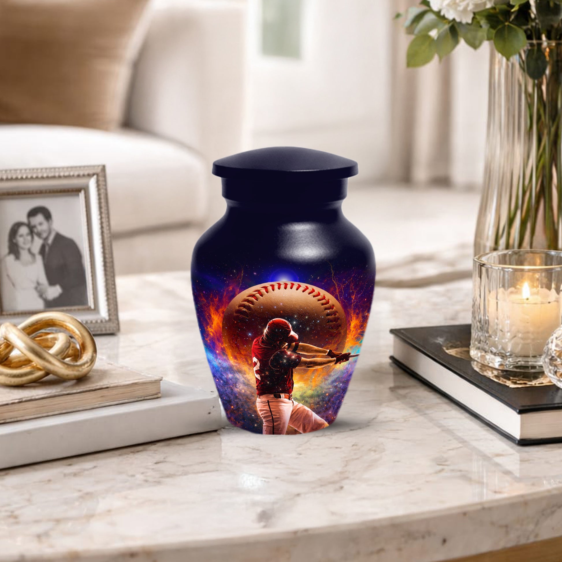 Baseball Keepsake Urn for Dad -  Personalized Sports Memorial Cremation Urns for Men