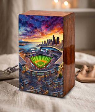 Baseball Stadium Urn For Ashes Male - Sports Wooden Keepsake box For Dad