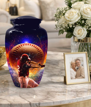 Baseball Keepsake Urn for Dad -  Personalized Sports Memorial Cremation Urns for Men