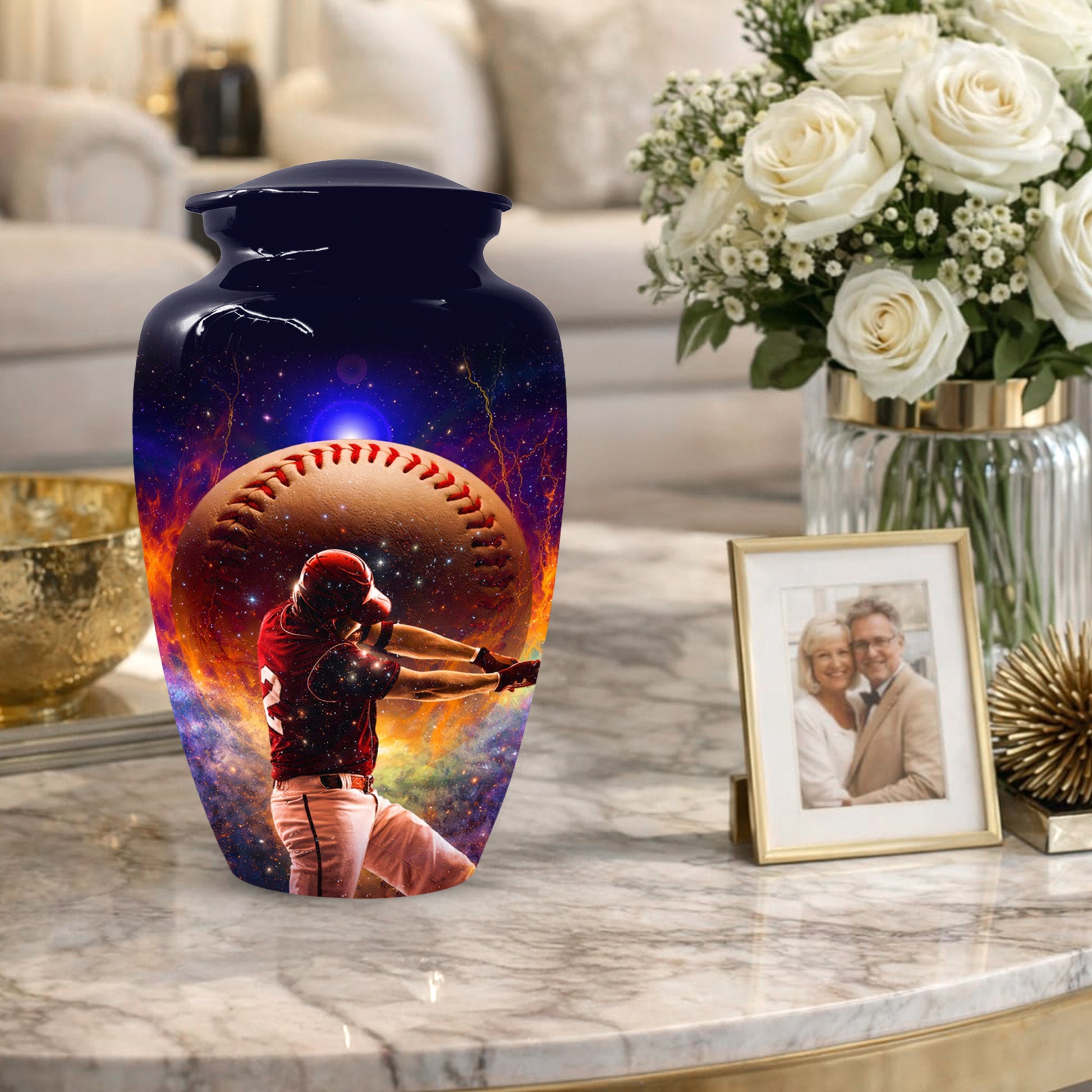 Baseball Keepsake Urn for Dad -  Personalized Sports Memorial Cremation Urns for Men
