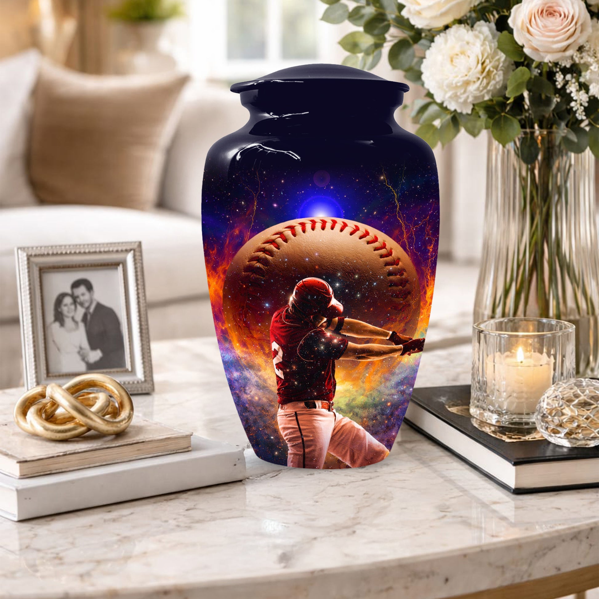Baseball Keepsake Urn for Dad -  Personalized Sports Memorial Cremation Urns for Men