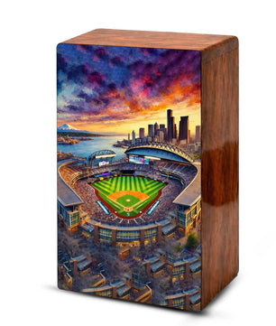 Baseball Stadium Urn For Ashes Male - Sports Wooden Keepsake box For Dad