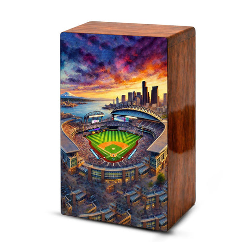 Baseball Stadium Urn For Ashes Male - Sports Wooden Keepsake box For Dad