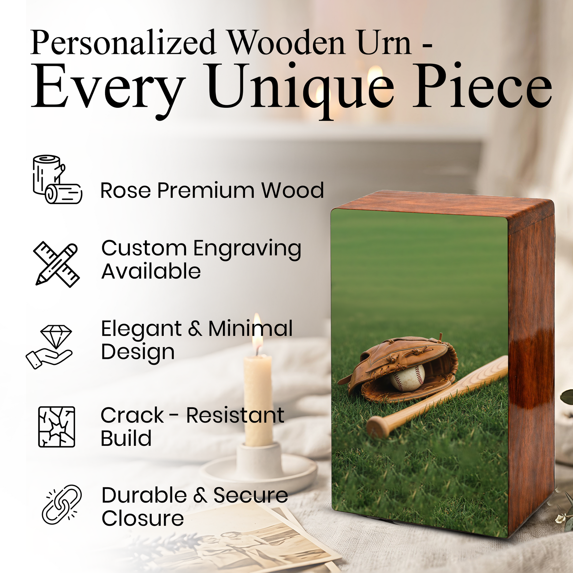 Baseball Bat Urn For Male Ashes - Sports Cremation Urns For Dad