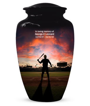 Baseball Batter Urn for Human Ashes, Custom Baseball Memorial Urn