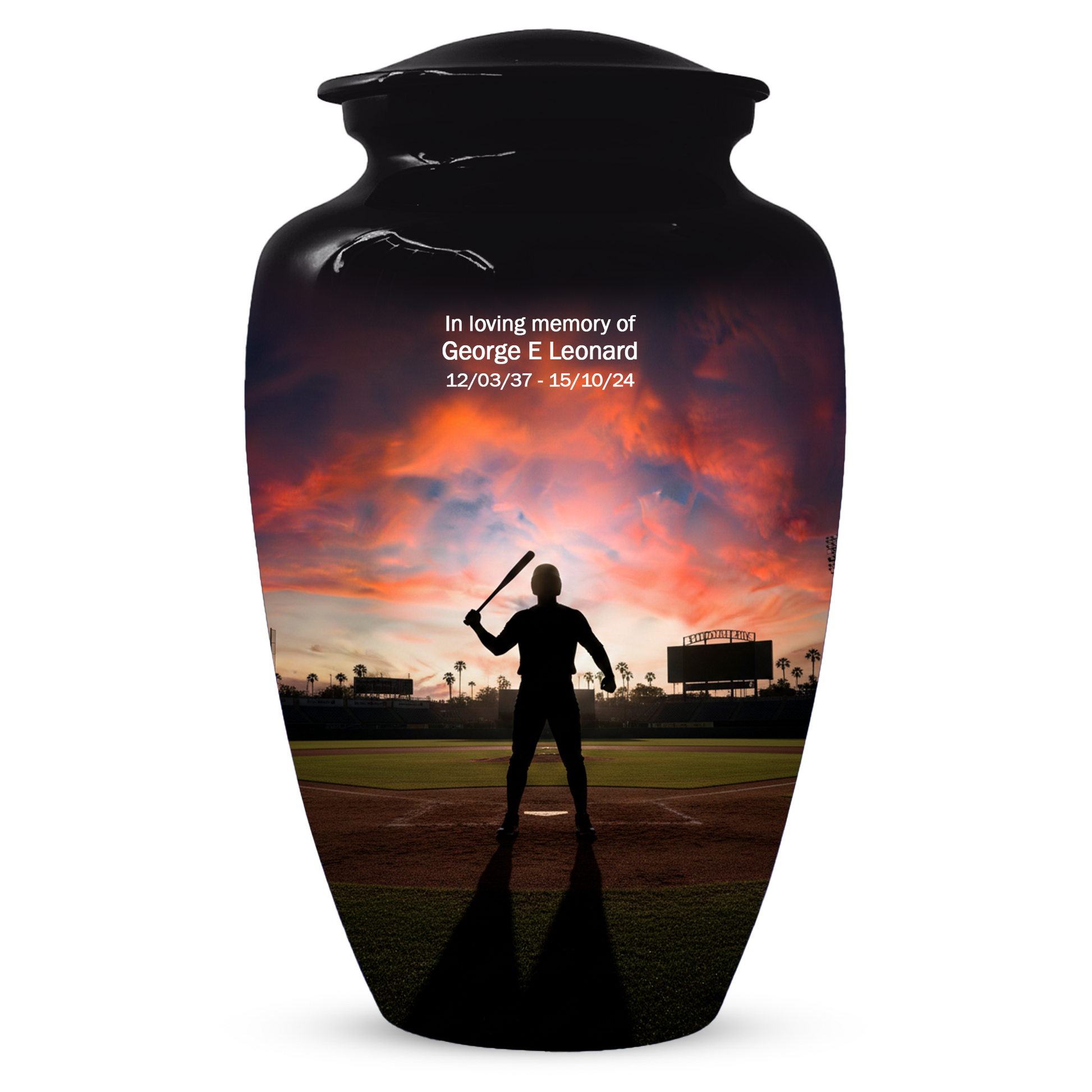 Baseball Batter Urn for Human Ashes, Custom Baseball Memorial Urn