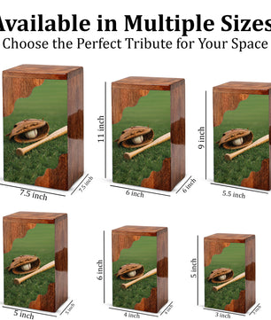 Baseball Legacy Wooden Cremation Urn – Baseball Memorial Wooden Urn for Human Ashes