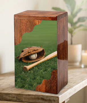 Baseball Legacy Wooden Cremation Urn – Baseball Memorial Wooden Urn for Human Ashes