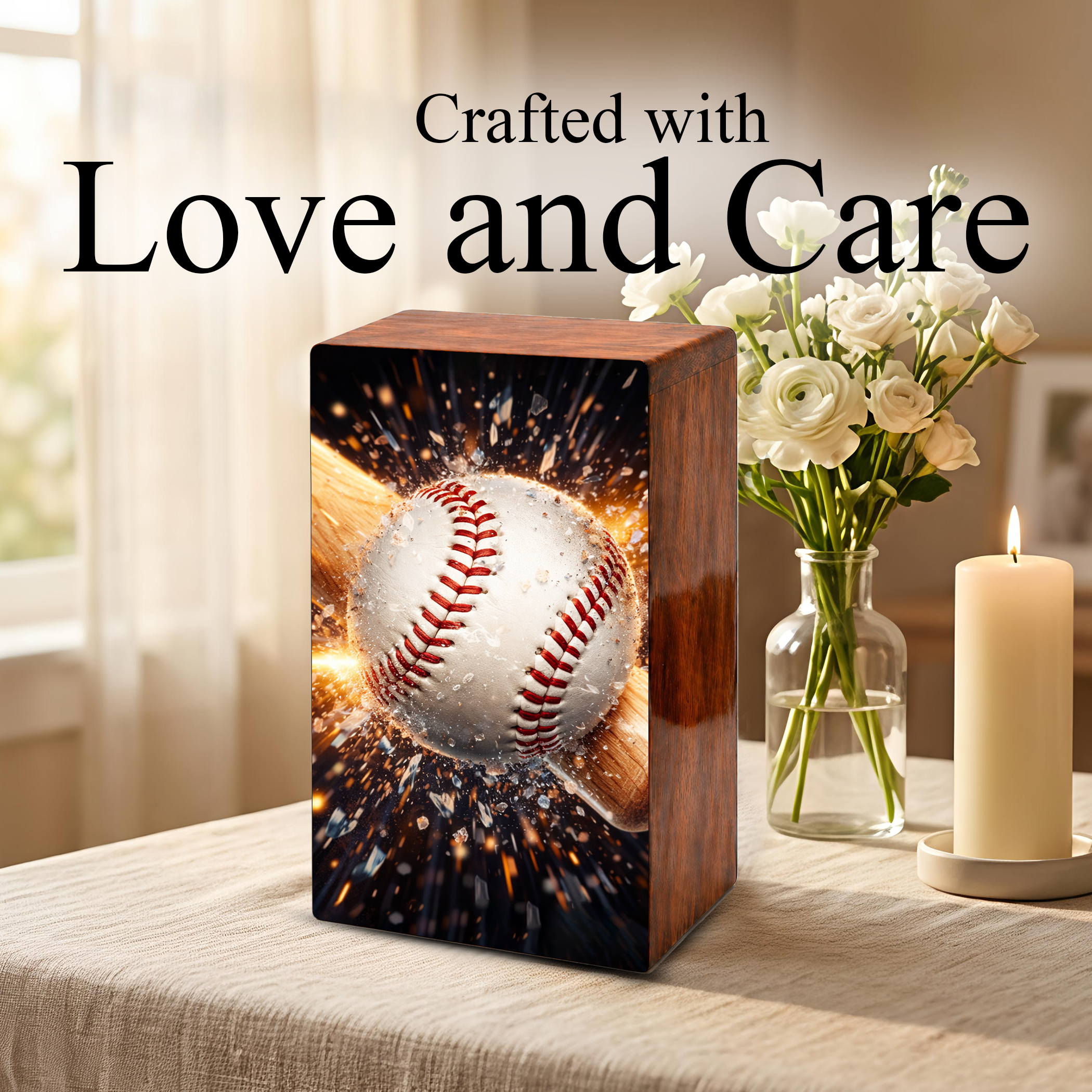 Baseball Bat Urn for Ashes Dad - Baseball Memorial Keepsake Urns Box Male