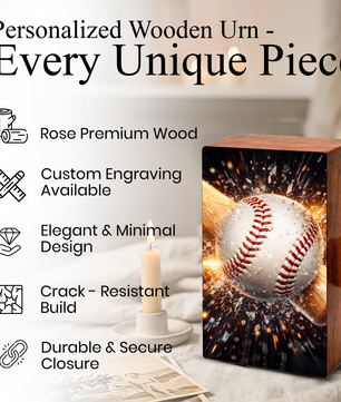 Baseball Bat Urn for Ashes Dad - Baseball Memorial Keepsake Urns Box Male