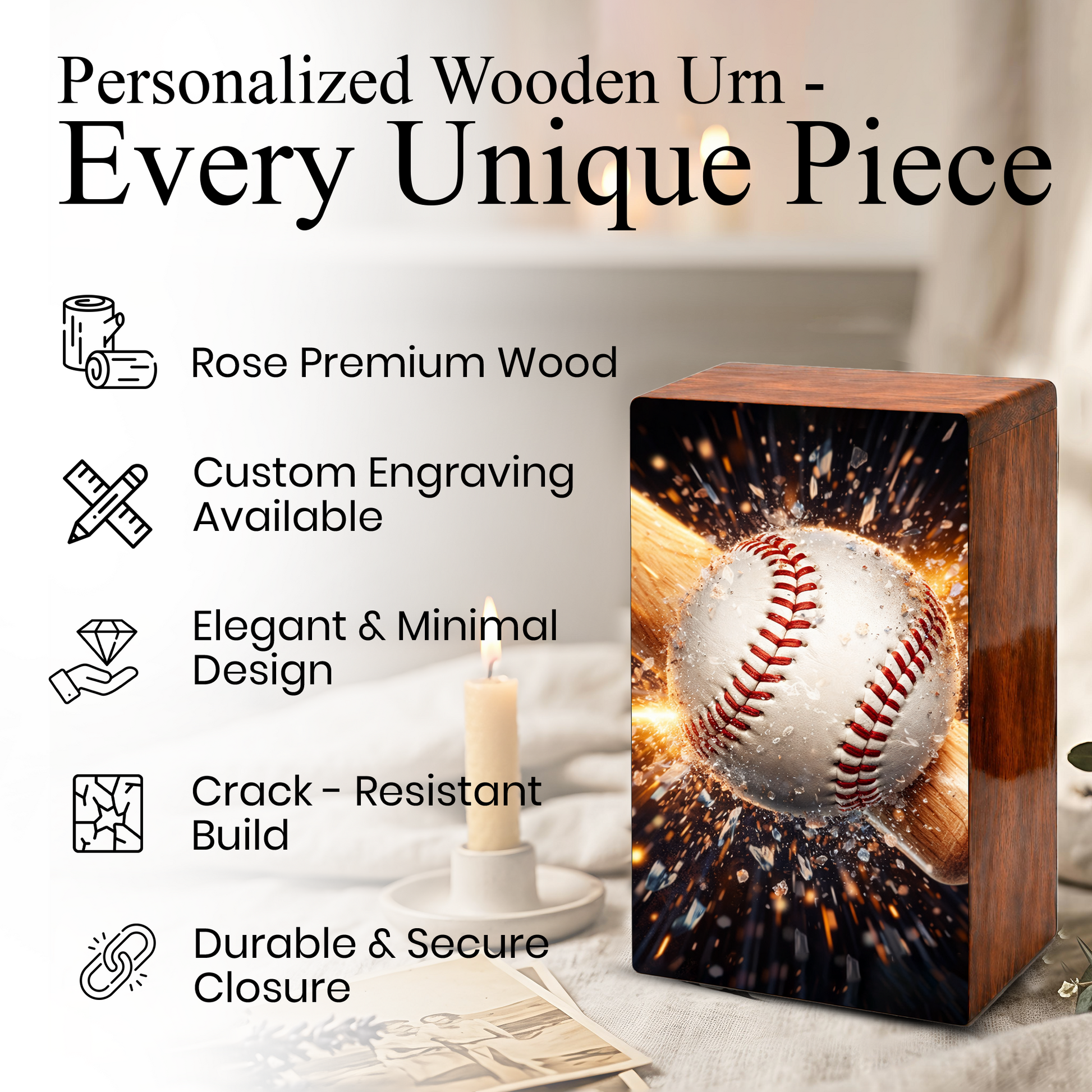 Baseball Bat Urn for Ashes Dad - Baseball Memorial Keepsake Urns Box Male