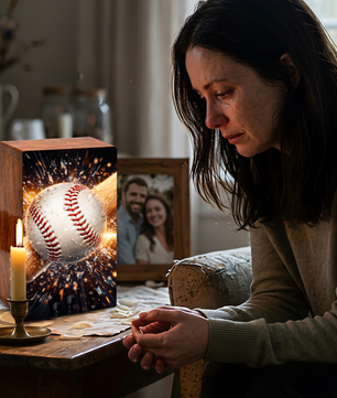 Baseball Bat Urn for Ashes Dad - Baseball Memorial Keepsake Urns Box Male