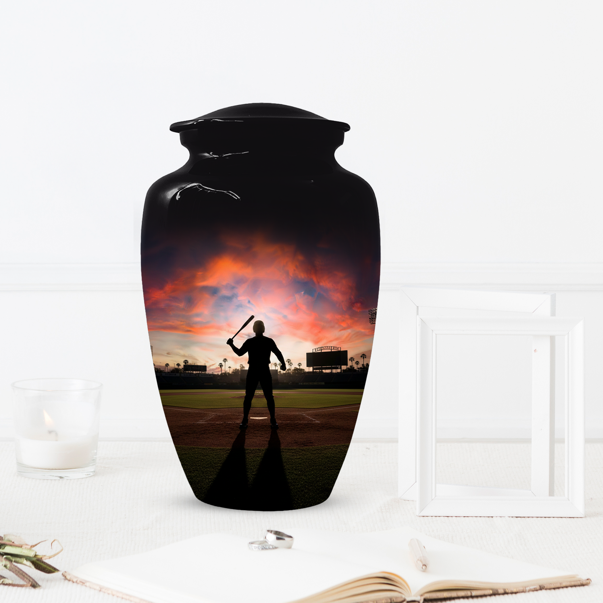 Baseball Batter Urn for Human Ashes, Custom Baseball Memorial Urn
