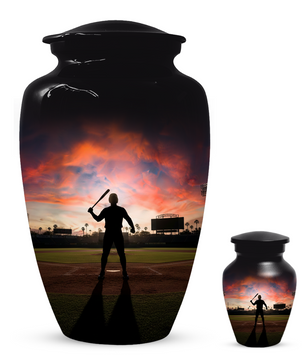 Baseball Batter Urn for Human Ashes, Custom Baseball Memorial Urn