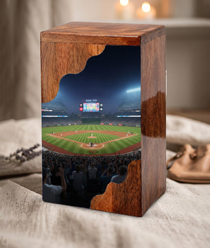 Baseball Cremation Urn for Dad – Custom Wooden Memorial Urn Box for Ashes