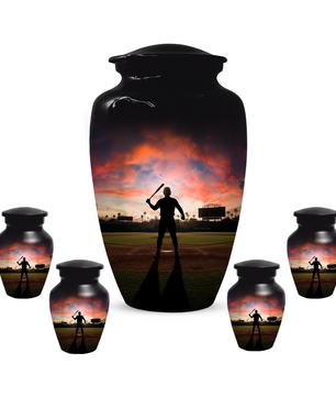 Baseball Batter Urn for Human Ashes, Custom Baseball Memorial Urn