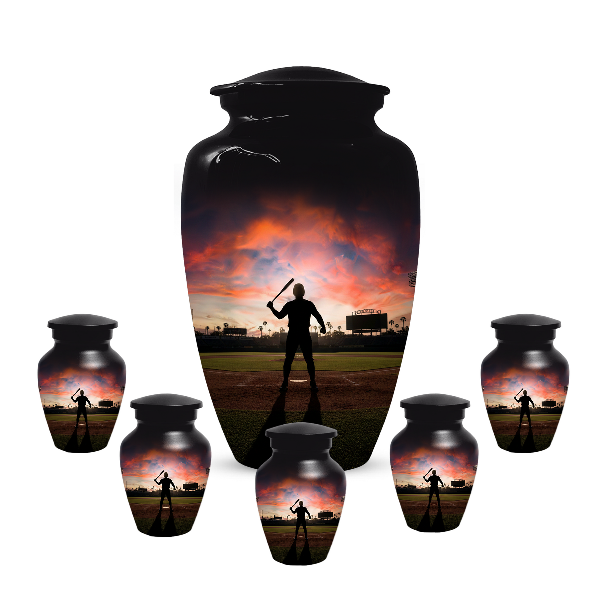 Baseball Batter Urn for Human Ashes, Custom Baseball Memorial Urn