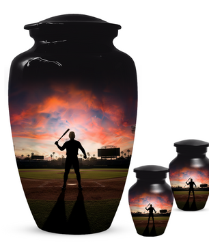Baseball Batter Urn for Human Ashes, Custom Baseball Memorial Urn