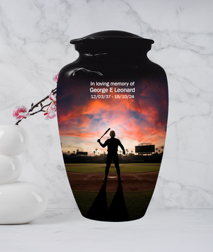 Baseball Batter Urn for Human Ashes, Custom Baseball Memorial Urn