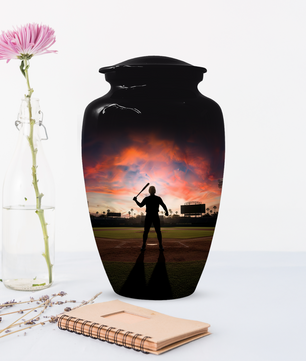 Baseball Batter Urn for Human Ashes, Custom Baseball Memorial Urn