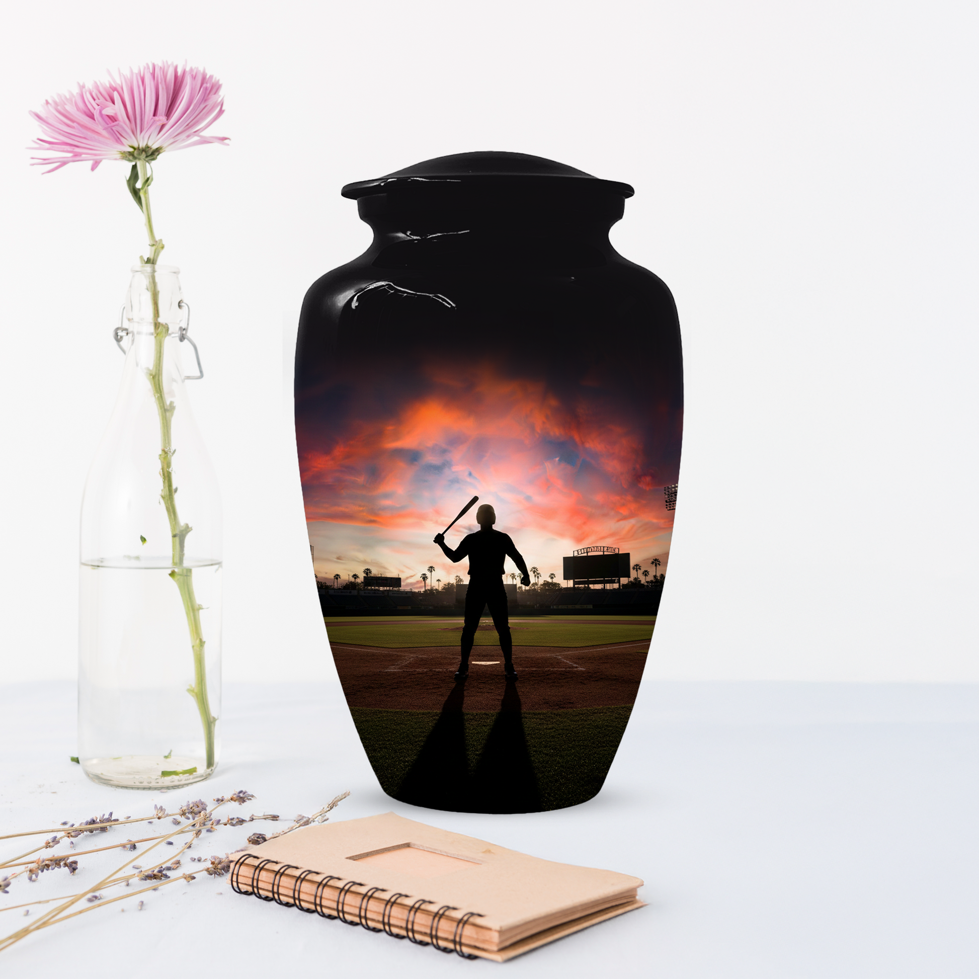Baseball Batter Urn for Human Ashes, Custom Baseball Memorial Urn