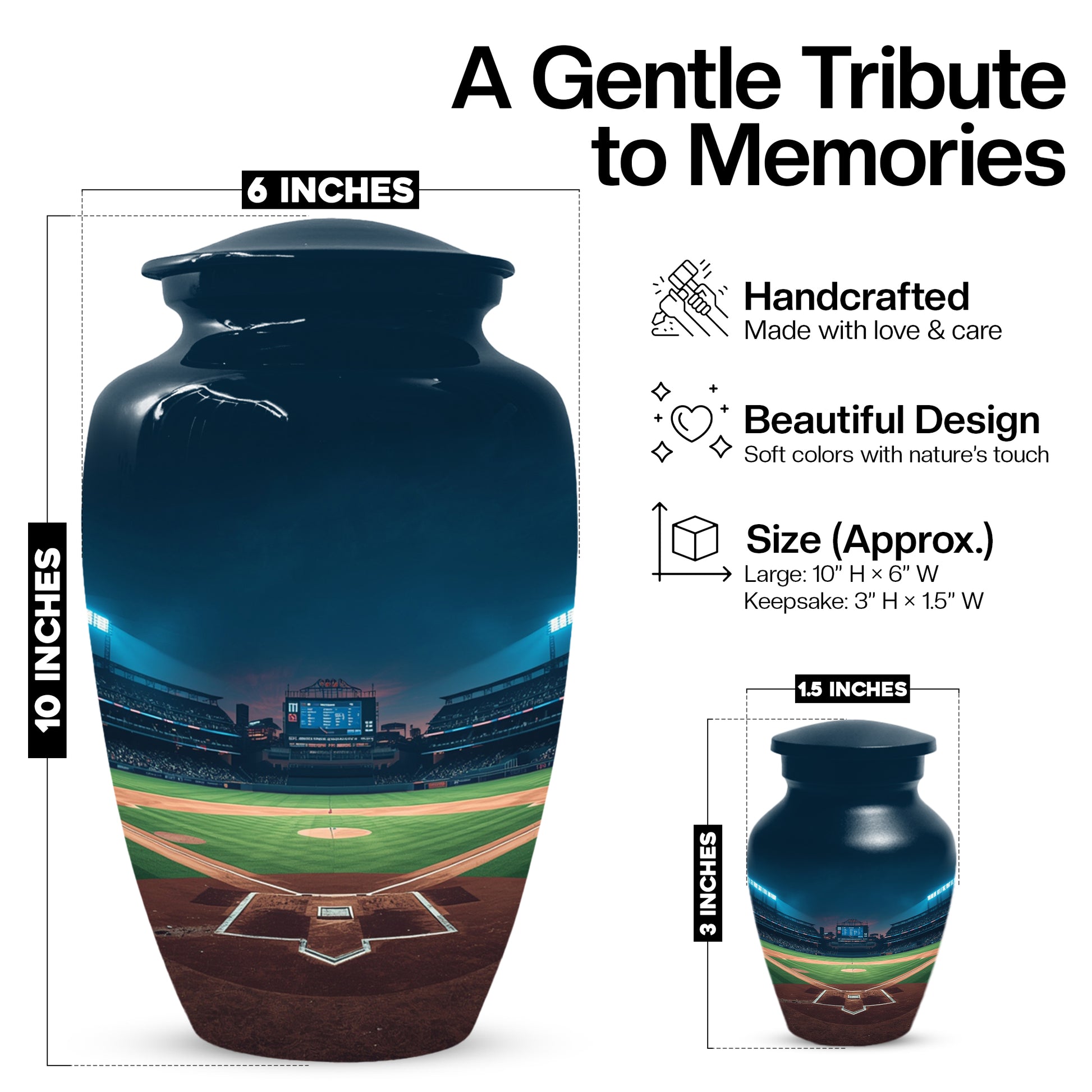 Baseball Stadium Urn for Human Ashes | Baseball Cremation Urn for Adult Memorial