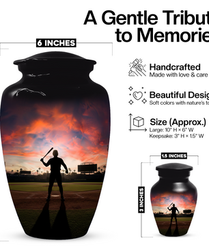 Baseball Batter Urn for Human Ashes, Custom Baseball Memorial Urn