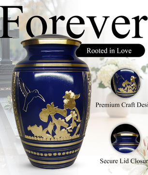 Brass Urns for Human Ashes Adult Male, (Multiple Themes, Brass Urn for Ashes, Variation 03)