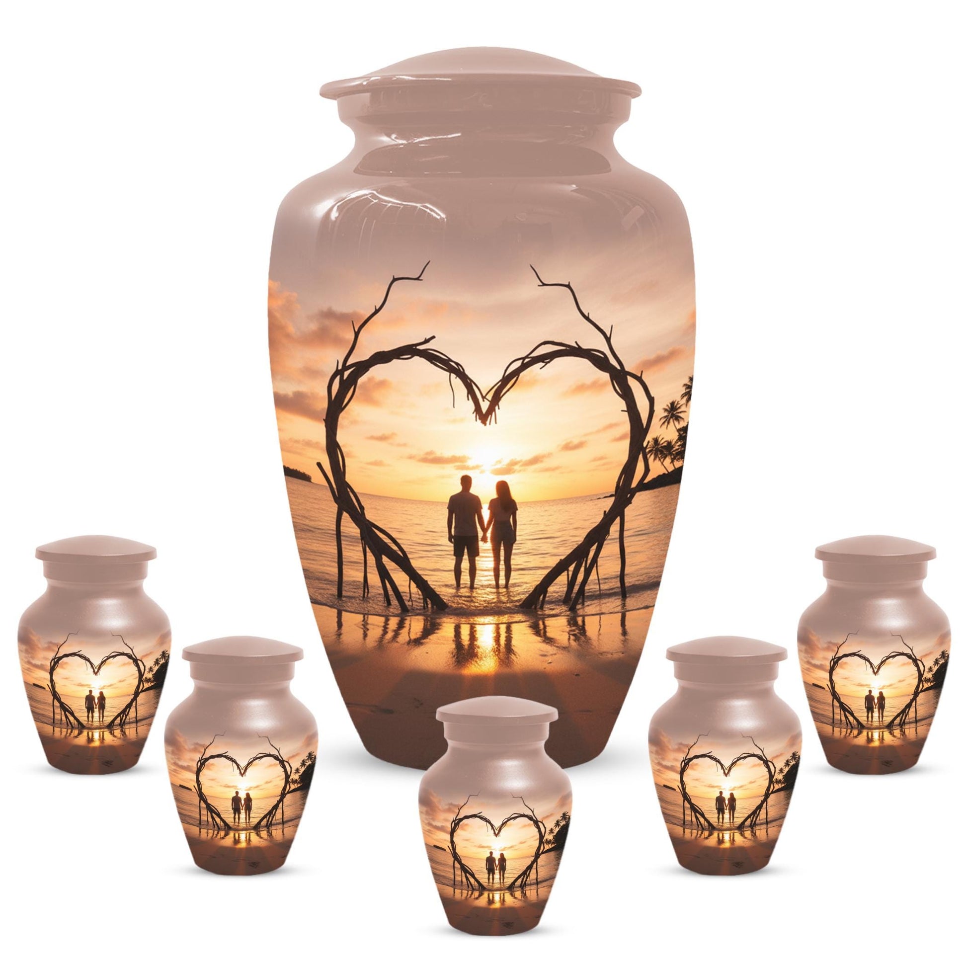 Sunset Beach Couple Urns For Ashes - Extra large Comapanion Urn For Mom and Dad