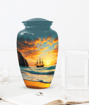 Beach Urn for Mom – Custom Ocean Sunset Cremation Urns for Ashes | Coastal Memorial Keepsake for Female
