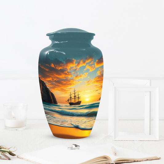 Beach Urn for Mom – Custom Ocean Sunset Cremation Urns for Ashes | Coastal Memorial Keepsake for Female