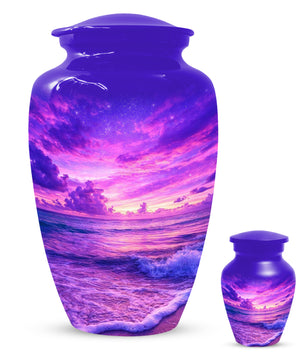Purple Ocean Urn for Mom or Dad - Personalized Cremation Memorial Urns for Women & Men