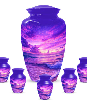 Purple Ocean Urn for Mom or Dad - Personalized Cremation Memorial Urns for Women & Men