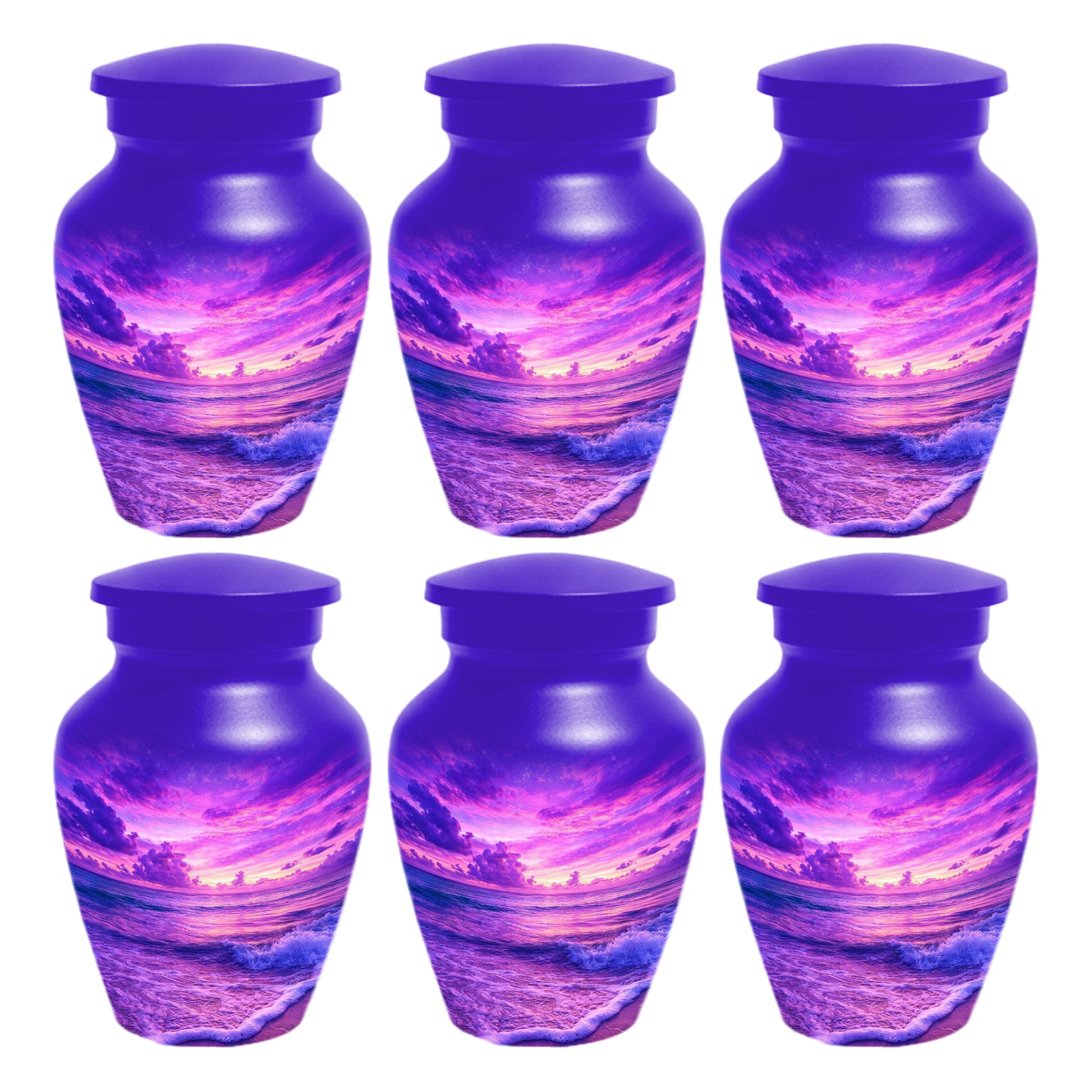 Purple Ocean Urn for Mom or Dad - Personalized Cremation Memorial Urns for Women & Men