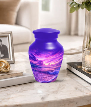 Purple Ocean Urn for Mom or Dad - Personalized Cremation Memorial Urns for Women & Men