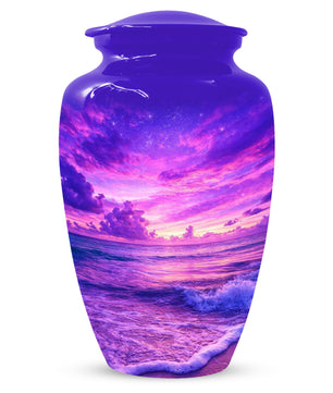 Purple Ocean Urn for Mom or Dad - Personalized Cremation Memorial Urns for Women & Men