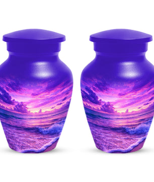 Purple Ocean Urn for Mom or Dad - Personalized Cremation Memorial Urns for Women & Men