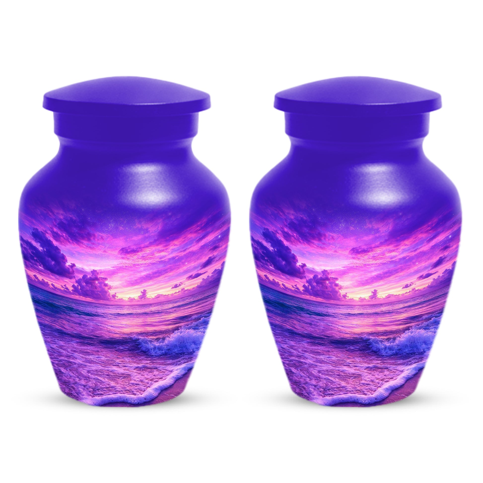 Purple Ocean Urn for Mom or Dad - Personalized Cremation Memorial Urns for Women & Men