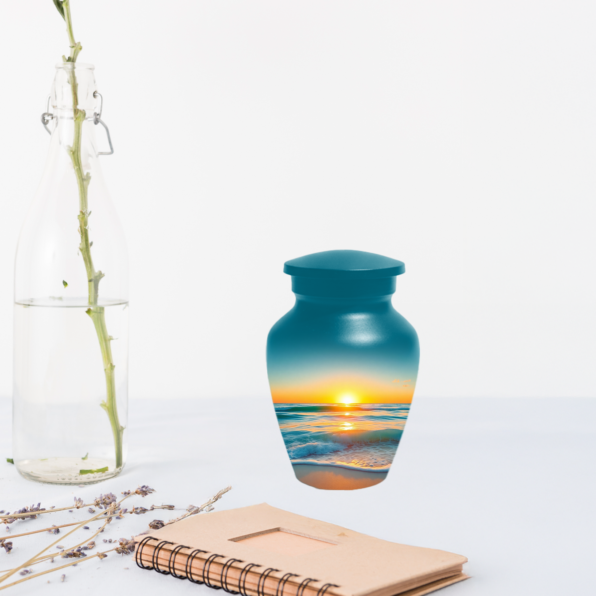 Beach Sunset Memorial Urn for Human Ashes, Ocean Cremation Urn