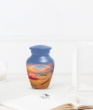 Beach Rainbow  Memorial Urn for Ashes – Custom Ocean  Keepsake Urns for Mom & Dad