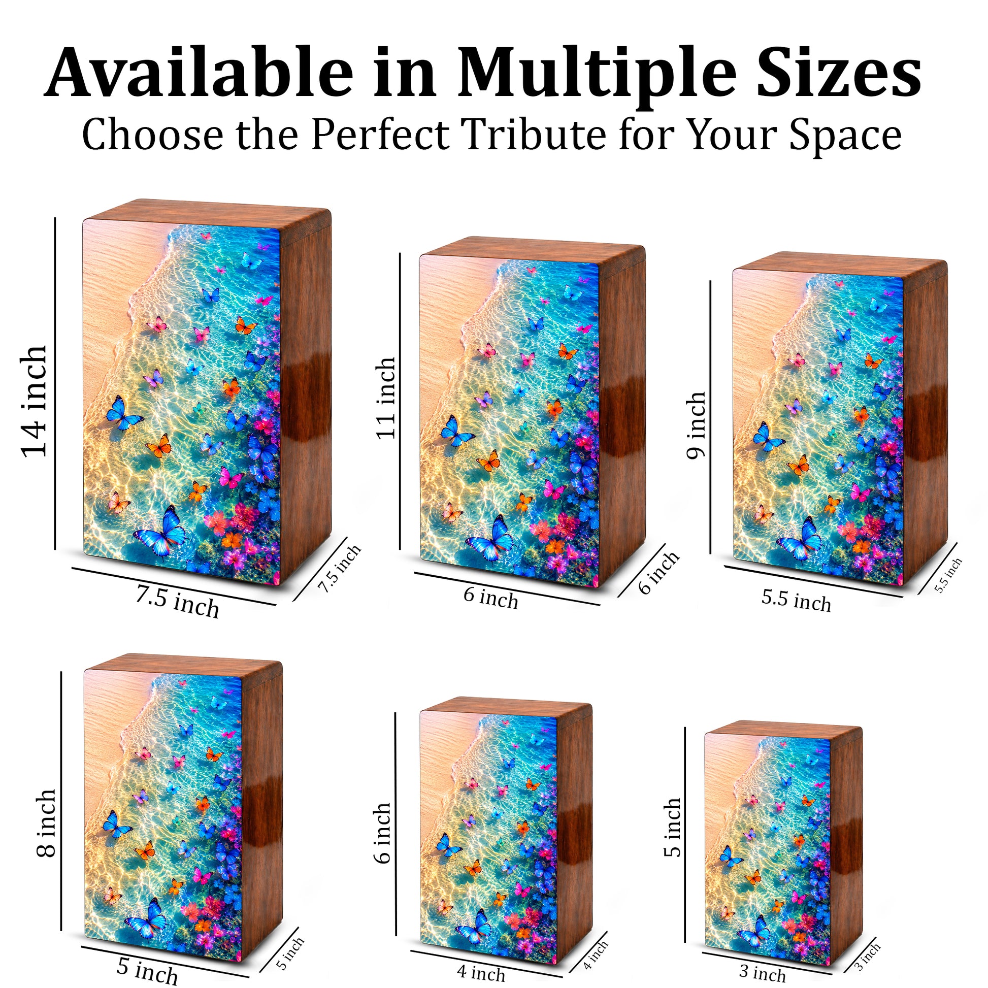 Butterfly Beach Urn For Human Ashes - Personalized Cremation Urns With Butterflies