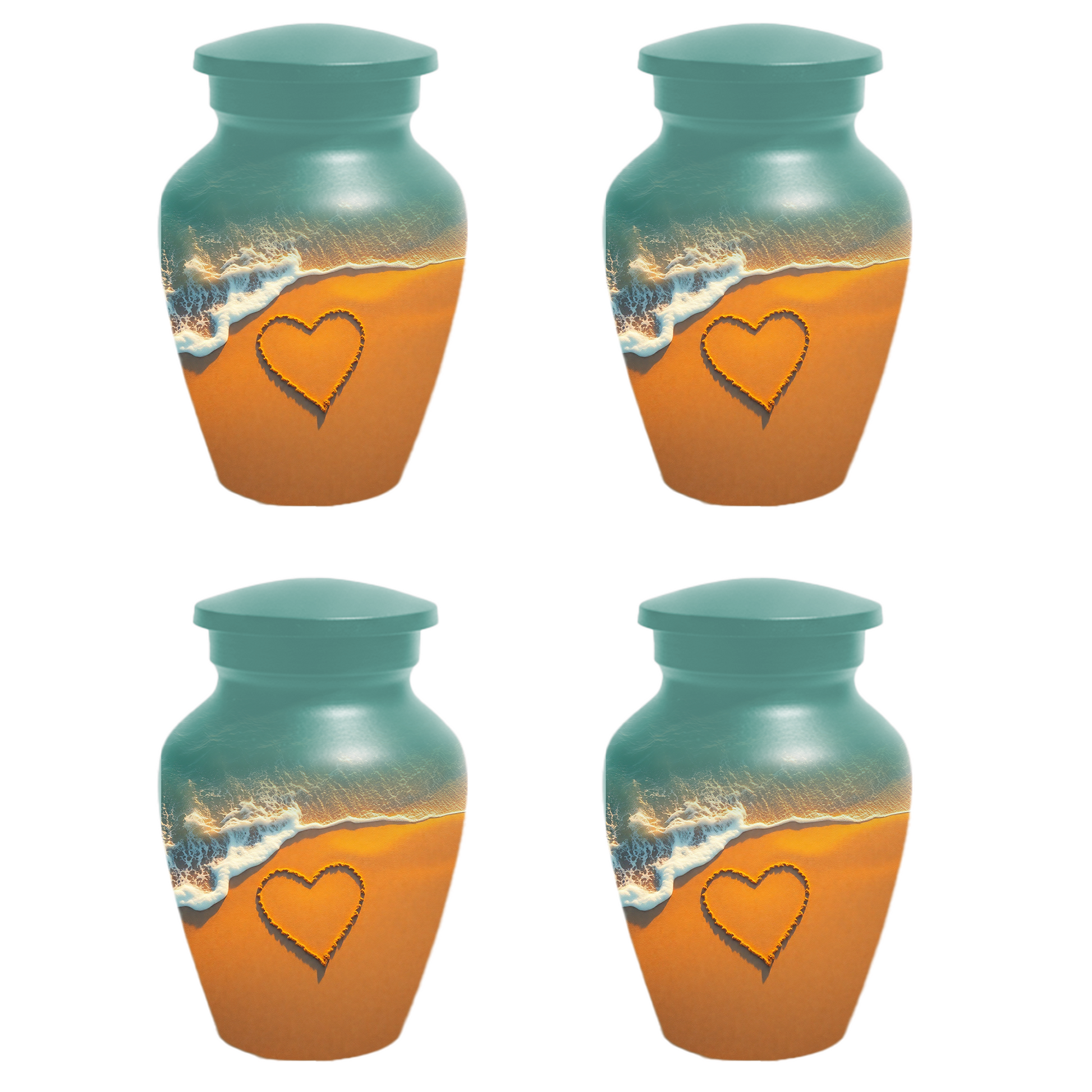 Beach Memorial Urn for Human Ashes, Ocean Heart Cremation Urn, Custom Adult Funeral Urn