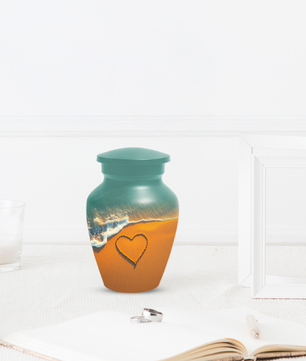 Beach Memorial Urn for Human Ashes, Ocean Heart Cremation Urn, Custom Adult Funeral Urn