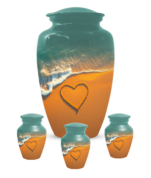 Beach Memorial Urn for Human Ashes, Ocean Heart Cremation Urn, Custom Adult Funeral Urn