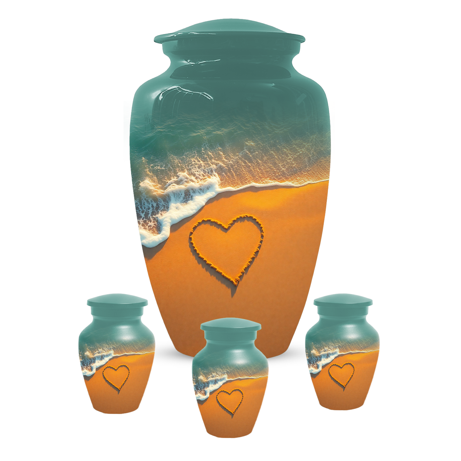 Beach Memorial Urn for Human Ashes, Ocean Heart Cremation Urn, Custom Adult Funeral Urn