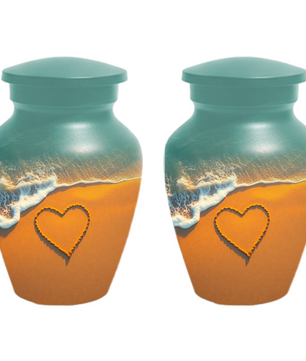 Beach Memorial Urn for Human Ashes, Ocean Heart Cremation Urn, Custom Adult Funeral Urn