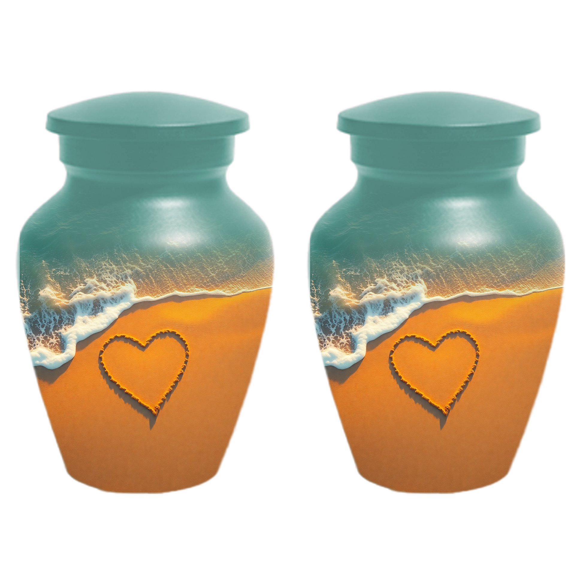 Beach Memorial Urn for Human Ashes, Ocean Heart Cremation Urn, Custom Adult Funeral Urn