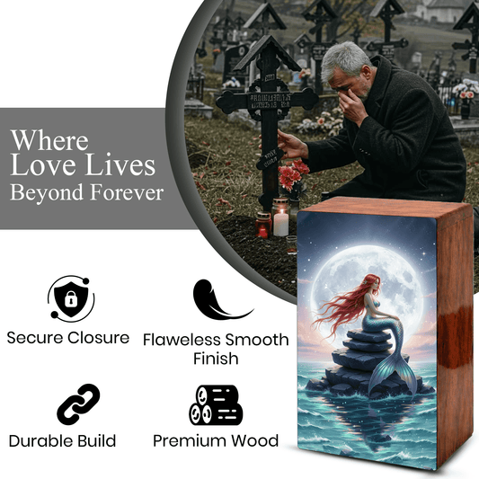 Mermaid Urn For Mom Ashes - Ocean Fairy Urns Keepsake Urn Box Female