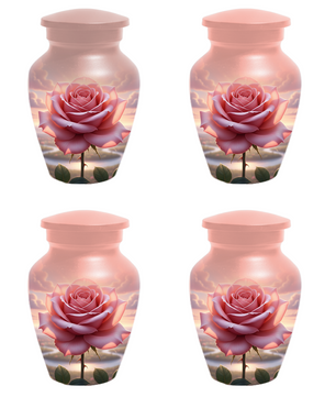 Pink Rose Memorial Urn | Custom Cremation Flower Urn for Human Ashes