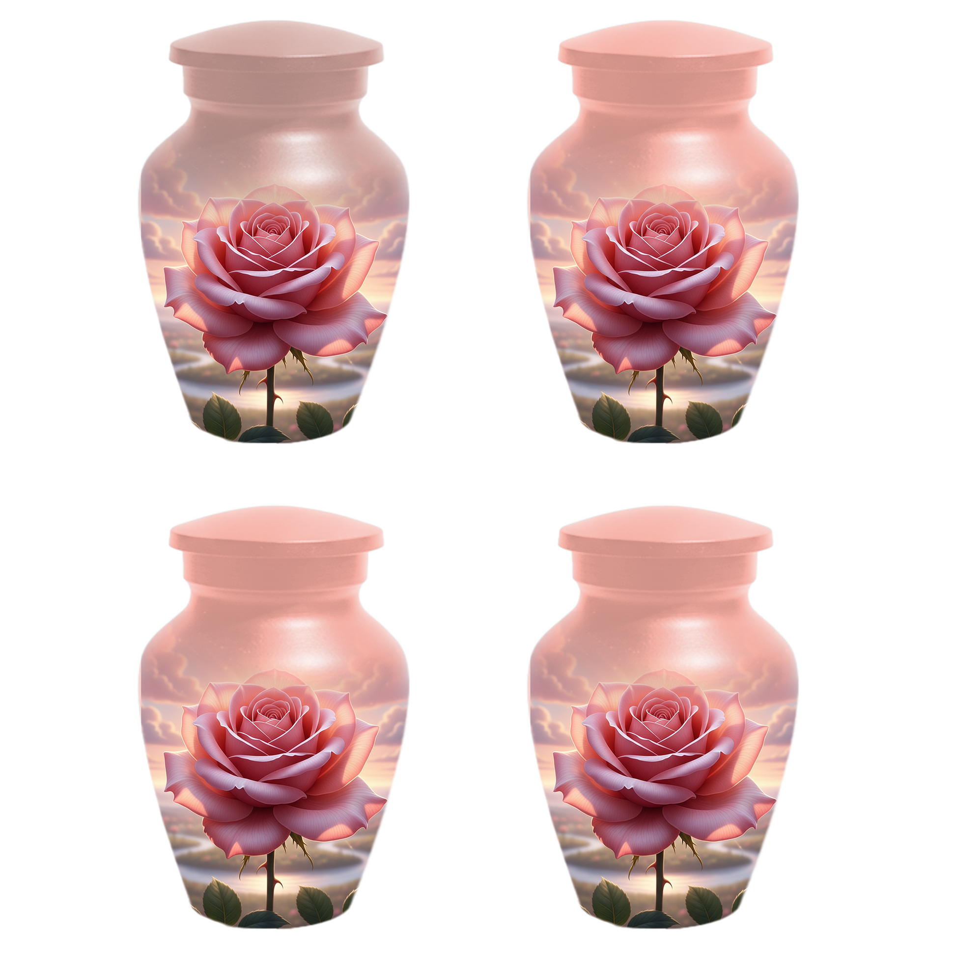 Pink Rose Memorial Urn | Custom Cremation Flower Urn for Human Ashes
